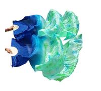 LKDCNUP Belly Dance Fan,Real Silk A Pair of Extended Fans Handmade Color Tie-Dye