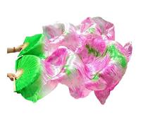 LKDCNUP Belly Dance Fan,Real Silk A Pair of Extended Fans Handmade Color Tie-Dye