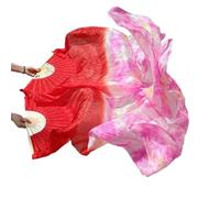 LKDCNUP Belly Dance Fan,Real Silk A Pair of Extended Fans Handmade Color Tie-Dye