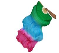 LKDCNUP Belly Dance Fan,Women's Silk Color Double Extended Performance Beautiful Colorful Long
