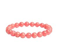 LKDCNUP Lucky Bracelet, 7A Grade Pink Crystal Rhodonite Brazil Old Mine Rose Stone Round Bead Bracelet