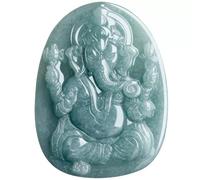 LKDCNUP Talisman necklace, Feng Shui Pendant,Feng Shui Blue Jade Necklace Pendant for Women Genuine Yoga Jadeite Blue Water Elephant Trunk God of Fortune