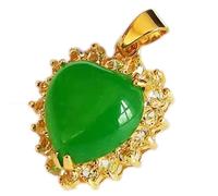 LKDCNUP Talisman necklace, Feng Shui Pendant,Feng Shui Green Jade Necklace Pendant for Women Genuine Yoga Peach Heart Shape S925 Silver Gold Plated