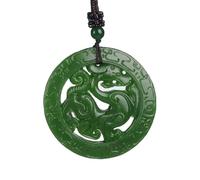 LKDCNUP Talisman necklace, Feng Shui Pendant,Feng Shui Green Jade Necklace Pendant for Women Genuine Yoga Jasper Zodiac Dragon Sign Antique Dragon
