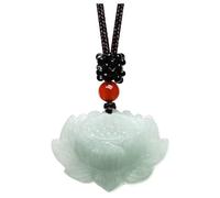 LKDCNUP Talisman necklace, Feng Shui Pendant,Feng Shui Green Jade Necklace Pendant for Women Genuine Yoga Jadeite Run White Flower Sacred