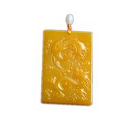 LKDCNUP Talisman necklace, Feng Shui Pendant,Feng Shui Yellow Jade Necklace Pendant for Women Genuine Yoga Dragon and Phoenix Jade Plaque Fashion Auspicious