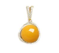 LKDCNUP Talisman necklace, Feng Shui Pendant,Feng Shui Yellow Jade Necklace Pendant for Women Genuine Yoga Chicken Oil Yellow Beeswax Amber S925 Silver Gold-Plated Fashion Lucky