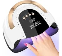 LKE UV Nail Lamp 268W Gel Nail Lamp Nail Dryer UV Lamps for Gel Nails, Professional LED Nail Lamp with Automatic Sensor / 4 Timer Setting, Portable UV/LED Light Home and Salon (21 * 24-White)