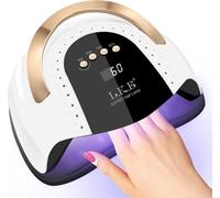 LKE UV Nail Lamp 268W Gel Nail Lamp Nail Dryer UV Lamps for Gel Nails, Professional LED Nail Lamp with Automatic Sensor / 4 Timer Setting, Portable UV/LED Light Home and Salon (21 * 24-White)