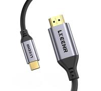 LKEENR USB C to HDMI Cable 4K 60Hz [5FT/1.5M, Braided] Aluminum HDR Type-C to HDMI 2.0 Cord, Thunderbolt 3/4/5 Compatible for iPhone 15/16 Series, MacBook Pro/Air, iPad, Surface, Galaxy, XPS