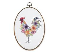 LKETW Floral Chicken Oval Wall Art Decor, Rustic Cottagecore Flower Chicken Oval Canvas Hanging Decor, Farmhouse Farm Animal Wall Decorations for Kitchen Home Bedroom Living Room, 8.6x11.4 Inch