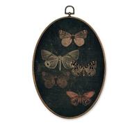 LKETW Vintage Moody Butterfly Oval Wall Art Decor, Gothic Dark Academia Butterfly Oval Canvas Hanging Decor, Dark Cottagecore Moth Wall Decorations for Home Bedroom Living Room, 8.6x11.4 Inch
