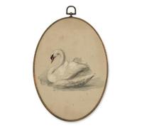 LKETW Vintage Swan Oval Wall Art Decor, Antique Elegant Swan Oval Canvas Hanging Decor, Retro Classical Animal Aesthetic Wall Decorations for Home Bedroom Living Room, 8.6x11.4 Inch