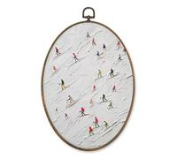 LKETW Vintage Winter Ski Oval Wall Art Decor, Cozy Winter Skiing Snowboard Oval Canvas Hanging Decor, Ski Lover Gifts Wall Decorations for Home Living Room Bedroom, 8.6x11.4 Inch