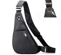 LKEX Crossbody Bag Anti-Theft Lightweight Casual Shoulder Backpack Sling Chest Bag Belt Backpack for Travel Bicycle Sport, Dark grey for left-handed users, Pro Anti-Theft, Comfortable