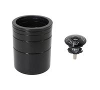 LKfjnhePF Headset Spacers 1 Inch 25.4mm 20/10/5/3/2mm Bicycle Headset Stem Al Bike Fork Star Nut Top Cap Cover Adjusting Dust Spacer Washer(Black Spacer and Cap)