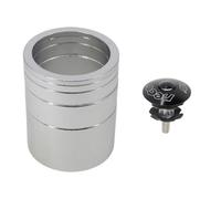 LKfjnhePF Headset Spacers 1 Inch 25.4mm 20/10/5/3/2mm Bicycle Headset Stem Al Bike Fork Star Nut Top Cap Cover Adjusting Dust Spacer Washer(SilverSpacer and Cap)