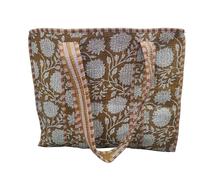 LKGSM RUGS Cotton Tiger Block Print Tote Bag, Indian Handmade Shopping Shoulder Bag, Unisex Market Daily Use, Dn 25, Standard