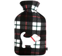 LKH 2L hot Water Bottle Cover only - Soft Cosy Hot Water Bottles Fleece Cover, Washable Removable Black Check Design, Hot & Cold Compress for Neck, Shoulder & Period Pain Relief, Gift for Her