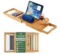 LKH Bamboo Bath Tray Caddy Wooden Bath Shelf Across Bath Tub Bathroom Tray