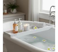 LKH Bamboo Wooden Bath Caddy Tray - Strong & Durable, Prevents Spills, & Water-Resistant Bathtub Tray for Across the Bath | Luxury Bath Shelf for Relaxation, Reading & Drinking - Gift Idea