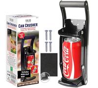 LKH Can Crusher & Bottle Opener - Soda Beer Can Crushers for Recycling, Wall Mounted with Soft Grip Handle, Built-in Tin Opener 2-in-1 Heavy Duty Tool for Bottles, Tins & More up to 16oz/500ml Black