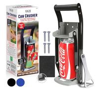 LKH Can Crusher & Bottle Opener - Soda Beer Can Crushers for Recycling, Wall Mounted with Soft Grip Handle, Built-in Tin Opener 2-in-1 Heavy Duty Tool for Bottles, Tins & More up to 16oz/500ml (Grey)