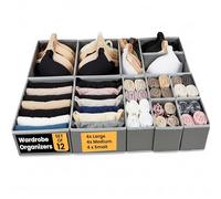 LKH Clothes Drawer Organiser Set of 6 - Foldable Wardrobe Organizers Boxes for Clothes, Underwear, Bras & Accessories - Non-Woven, Dust-Resistant & Breathable Drawers Dividers for Wardrobe