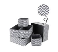 LKH Home Collection Foldable Wardrobe Storage Organiser Set of 6 Folding Closet Boxes For Clothes Underwear Bra Socks Collapsible Multipurpose Drawer Dividers Soft Non Woven Fabric Storage Bins