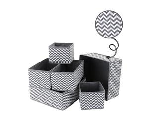 LKH Home Collection Foldable Wardrobe Storage Organiser Set of 6 Folding Closet Boxes For Clothes Underwear Bra Socks Collapsible Multipurpose Drawer Dividers Soft Non Woven Fabric Storage Bins