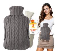 LKH Home Collection Hot Water Bottle With Cover Uk 2L Hot Cold Compress With Washable Super Soft Knitted Cover Neck Shoulder Period Pain Relief