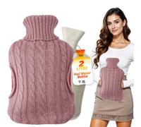 LKH Home Collection Hot Water Bottle With Cover Uk 2L Hot Cold Compress With Washable Super Soft Knitted Cover For Neck Shoulder Period Pain Relief