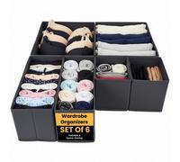 LKH Home Collection Lkh Clothes Drawer Organiser Set Of 6 Foldable Wardrobe Organizers Boxes For Clothes Accessories Dust Resistant Drawers Dividers