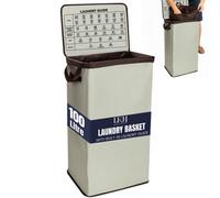 LKH Home Collection Lkh Laundry Basket With Lid 100 Litre 40X30X76Cm Clothes Hamper With Handles Durable Frame 600D Polyester Fabric Wash Basket Beige