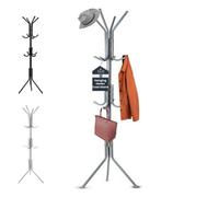 LKH Home Collection Metal Coat Hanger Tree With 12 Hanging Bars 170Cm Tall Free Standing Coat Rack Hanger Ideal For Hallway Hats Bags Clothes Grey