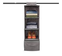 LKH Home Collection Wardrobe Organiser 4 Shelf Space-Saving Hanging Closet Storage With Multiple Compartments Versatile For Clothes & Accessories