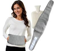 LKH HOME COLLECTION Wearable Hot Water Bottle Belt - 1Litre Wrap Around Hot Water Bottle for Period Pain Relief - Grey Fleece Sherpa Cover with Adjustable Waist Belt