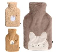 LKH Hot Water Bottle with Cover UK - 1L Leak-Resistant BPA Free Rubber Hot Water Bag with Super Soft Sherpa Cover - Neck, Shoulder & Period Pain Relief Warm Water Bottle - Hot & Cold Massaging