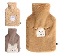 LKH Hot Water Bottle with Cover UK - 1L Leak-Resistant BPA Free Rubber Hot Water Bag with Super Soft Sherpa Cover - Neck, Shoulder & Period Pain Relief Warm Water Bottle - Hot & Cold Massaging