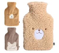 LKH Hot Water Bottle with Cover UK - 1L Leak-Resistant BPA Free Rubber Hot Water Bag with Super Soft Sherpa Cover - Neck, Shoulder & Period Pain Relief Warm Water Bottle - Hot & Cold Massaging
