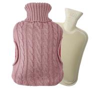 LKH Hot Water Bottle with Cover UK - 2L Hot Water Bottle for with Cover UK | Soft Knitted Washable Cover with hand pockets keeps both hands warm, Leakproof Design For Neck, Back, & Period Pain - Pink