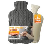 LKH Hot Water Bottle with Cover UK - 2L Hot Water Bottles for Adults, Kids, Teens, Women, Hot & Cold Compress with Washable, Super Soft Knitted Cover Best for Neck, Shoulder, Period Pain Relief