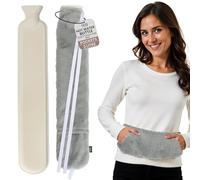 LKH Hot Water Bottle with Cover UK - 2L Hot Water Bottles for Adults, Kids, Teens, Women, Hot & Cold Compress with Washable, Sherpa Fleece Cover | Best for Neck, Shoulder, Period Pain Relief