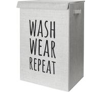LKH Laundry Basket With Self Seal Lid & Sturdy Handle 60CM Large Foldable Washing Bin Collapsible Clothes Storage Basket Hamper For Dirty Clothes Towels & Toys Folds Flat For Easy Storage (Light Grey)