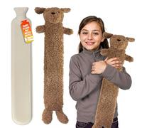 LKH Long Hot Water Bottle with Cover UK - 2L Long Natural Rubber Hot Water Bottle with Removable, Washable Sherpa Cover, Anti-Leak Stopper & Double Ribbed | Perfect for Staying Warm for Hours