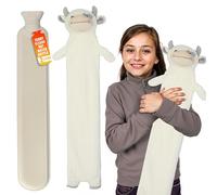 LKH Long Hot Water Bottle with Cover UK - 2L Long Natural Rubber Hot Water Bottle with Removable, Washable Sherpa Cover, Anti-Leak Stopper & Double Ribbed | Perfect for Staying Warm for Hours