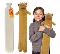 LKH Long Hot Water Bottle with Cover UK - 2L Long Natural Rubber Hot Water Bottle with Removable, Washable Sherpa Cover, Anti-Leak Stopper & Double Ribbed | Perfect for Staying Warm for Hours