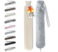 LKH Long Hot Water Bottle with Cover UK - 72CM Tall 2L Hot Water Bottles for Adults W/Faux Fur Cover & Pom Poms Straps Pocket | Perfect for Pre-Heating Bed or Sofa for Keeping You Warm & Cozy