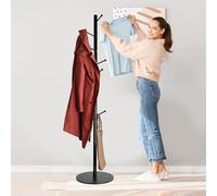 LKH Metal Coat Hanger Tree With 8 Hanging Pegs Free Standing Premium Coat Rack Hanger For Hallway Hats Hand Bags Umbrellas & Clothes Ideal For Home Office & Bedroom Easy to Assemble 171CM Tall