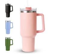 LKH Tumbler with Straw and Lid - 40oz/1.1 Stainless Steel Insulated Cup with Ergonomic Handle | Leak-Resistant Coffee Water Tumbler for Hot & Cold | Durable Drink Cup with Lid and Straw